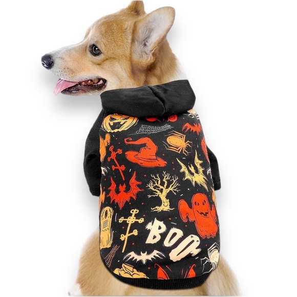 NEW Halloween Pumpkin Hoodie Small Dog Costume Hooded Sweater Pet Size Large - Picture 5 of 7